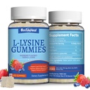 2 Pack L-Lysine 1000mg Gummies, Chewable Lysine Supplement for voksne, immunstøtte, kollagenformasjon støtte, ikke-GMO, Vegan, Glutenfri - 120 Antall