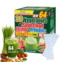 Yamamoto Kanpoh YAMAKAN Grønn Superfood pulver med prebiotiske Fiber & Enzymer for Digestion, 30 Veggies & unge Barley Grass Juice blanding fra Japan, Gut helse for kvinner og menn, 64 pakker