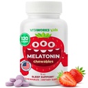 Kids Melatonin 1 mg Chewable med L teanine, kamille og sitron Balm ekstrakt Chewable Tabletter - Naturlig Berry Flavor - for hjelp å falle og holde søvn - for barn - 120 Chewables