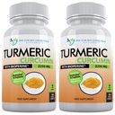 Turmeric Curcumin med Bioperine - 360 Veggie Kapsler - 2250mg 95% Curcuminoids med Black Pepper Supplement og Triphala (pakke med 2)