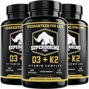 Best verdi, Max styrke 10.000 iu vitamin D3 og 1500 mcg vitamin K2 kosttilskudd 3 flaske pakke. D3K2 vitaminer og kosttilskudd for helsen. D3-K2 MK4 Kapsler, beste K2D3 Vitamin for immunsystem