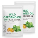 2 pakke olje av Oregano Softgels, Oregano olje kapsler, 165 mg Carvacrol, 2 i 1 Formulert olje av Oregano med svart frøolje 200 mg, Oregano oljetilskudd kapsler