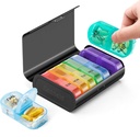 Zannaki metall XL ukentlig pilleorganisator 2 ganger om dagen, stor reise daglig pille boks 7 dag, bærbar uke to ganger pilleholder container, AM PM pille tilfelle for medisin vitamin medisin supplement, svart