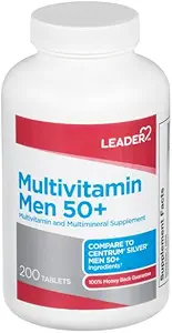 Leder menns 50+ Multivitamin tabletter 200 Ct. Daglig velvære for menn over 50