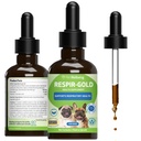 Kjæledyr velvære Respir-Gold for hunder - Støtter sunn andning, Open Airways, Respiratorisk støtte, Black Cumin, Horehound, Grindelia - Veterinærformulert Herbal Supplement 2 oz (59 ml)