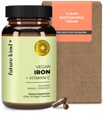 Future Kind Vegan jern Supplement for menn og kvinner med vitamin C for energi, fokus og immunitetsstøtte - 30-dagers forsyning, én kapsel om dagen (30ct i glassflaske)