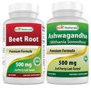 Beet Root pulver 500 Mg & Ashwagandha ekstrakt 500 Mg