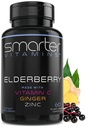 Smartere eldrebær kapsler + vitamin C + Ginger og sink, herbal kosttilskudd, kraftig svart eldre Berry ekstrakt antioksidant vitamin, 60 vegan piller
