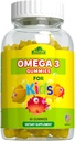 ALFA VITAMINS Omega 3 Kids Gummies, støtter hjernens utvikling, hjerte helse og visjon, lett å Chew, Omega 3 Supplement for barn, oransje flavored, ingen fiskende smak, 3 Gummies daglig, 60 Gummies