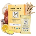 Wise Bar Adaptogen Mushroom Ernæring Barer med Reishi, Lions Mane & Ashwagandha, Økologisk Vegan & Glutenfri Snacks for naturlig fokus, Energi & immunitetsstøtte, sitron Ginger Flavor, 12 greve