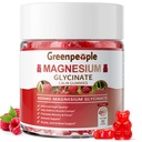 GREENPEOPLE Magnesium Glycinate Gummies 400mg - Sukkerfri magnesiumkalium Supplement med magnesiummalat, vitamin D, B6 og CoQ10 for rolig støtte og søvn for voksne - Bringebær Gummies