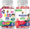 Magnesium Gummies for voksne og sink gummies for barn og voksne. 200mg - Rolig magnesium Chews - Magnesium Citrate Chewable Supplement for Mood & Muscle Support. Sink Chewable Gummy for immunstøtte -
