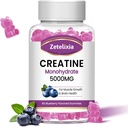 Kreatin Monohydrat Gummies 5g for menn og kvinner, Chewables Kreatin Monohydrat for muskelstyrke og muskelbygger, Vitamin B12 for energistøtte, ikke-GMO, Blåbær Flavor, 60 greve