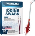 FrontLine Povidone Iodine Swabs, Antiseptisk Swabsticks, Iodine løsning, rengjøring bomull Swab, Individuelt innpakket medisinske forsyninger, sårpleie, førstehjelp, sårrenser, eske med 50
