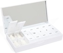 PORT X POLISH Designer ukentlig Pille Box Arrangør (AM / PM 2X daglig, Crisp hvit) | Kompakt, stilig 7-dagers vitamin Supplement Case | Søt bærbare mini reise medisin Carrier | BPA-fri Pillbox Caddy