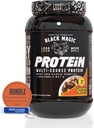 Worldwide Nutrition Bundle: Black Magic Multi-Source Casein Protein Powder-Whey, Egg Albumin Enzymes, Micellar Casein & MCT-Muscle Mass Gaining Bodybuilding-Chokolate PB Puffs 2LB & Keychain