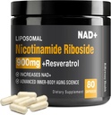 NAD + Supplement - NAD + med Nikotinamid Riboside (NR) og Resveratrol Quercetin 900 mg, 80 kapsler, USA-063-0911XL-136NAD