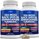 NEW Age Sea Moss Capsules Svart Seed Oil Ashwagandha Turmeric Bladerwrack Burdock - med Manuka, Honning Dandelion, ACV Black Pepper Glutenfri