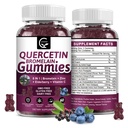 Quercetin Gummier med Bromelain 2378mg - Blande med eldrebær, Echinacea Purpurea ekstrakt, sink, vitamin C,D3,K2, komplekse støtter immun, kardiovaskulær og pustende, Vegan Gummy for voksen og barn