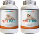 Hunde pustetabletter - Avansert tannhelse for hunder - kjemper dårlig puste - beste utseende gummer og tenner - vitamin c for hunder piller - 120 tabletter (2 flasker)