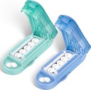 DubSTAR 2PCS Piller Splitter for små og små piller, Flere piller for små eller store piller, Justerbar Piller Splitter med senter og Blade Guard (Blue + Cyan)