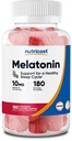Nutricost Melatonin 10mg, 180 Gummies, Strawberry Flavored - Glutenfri, Ikke-GMO, Ingen Corn Syrup