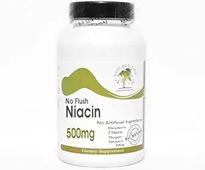 Ingen Flush Niacin 500mg ~ 200 kapsler - Ingen additiver ~ Naturlig kosttilskudd