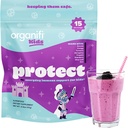 Organifi Kids: Beskytt - Daglig immunstøtte for barn med eldrebær, Acerola Cherry og sink - Berry Flavored Immunity Powder - Plantebasert, Vegansk og Ingen Gluten, Dairy eller Soja - 15 Serveringer