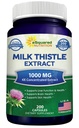 aSquared ernæringsmelk Thistle Supplement 1000 mg-200 kapsler,Max styrke 4X konsentrert ekstrakt 4:1 Melk Thistle frø pulver urter piller, 1000 mg Silymarin ekstrakt for lever støtte, rense, Detox