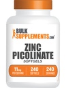 BulkSupplements.com Zink Picolinat Softgels - Zink 11mg, for immunstøtte, Glutenfri - 1 Softgel per servering, 240 Count (Pack of 1)