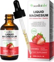 Magnesium Glycinat flytende, Liquid Magnesium 1000Mg, Magnesium Drops,Liquid Magnesium Supplement, med Cellulose Fiber, Vitamin B6, C, D, Sink, Digestive Helse,Promotes Avslapning, Ingen Sukker, 2 Fl Oz