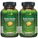 Irwin Naturals Brain Awake - 60 flytende Softgels, pakke med 2 - Forbedret mental ytelse, økt fokus, klarhet og konsentrasjon - Nootropic Booster med L-Theanine, Bacopa, MCTs