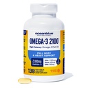 Oceanblue Professional Triple Styrke Omega DPA Fish Oil kosttilskudd 2100mg, høy potens EPA DHA, Wild Caught, Burpless, 69 Services (138 Count Natural Orange Flavor)