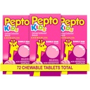 Pepto Kids Chewable Tabletter for Heartburn, Acid Indigestion, Sour Mage, og Upset Mage, Bubblegum Flavor, 72 Totalt (3 Pakker med 24)