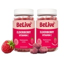 BeLive Elderberry Gummies med sink og vitamin C - immun støtte Supplement med vitamin D, A, E, B12 - Gummies for sunne bein og tenner, Vegan, keto og ikke-GMO - bringebær Flavor