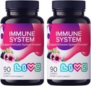 LIVS Immunsystem Eldreberry Gummies for voksne og barn | Avansert immunstøtte Supplement med vitamin C, Echinacea, & Propolis | Vegan & Glutenfri Gummy vitaminer | 200mg Elderberry / Duse -180 Ct