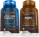 Herbtonics Apple Cider Vinegar Capsules Plus Keto BHB Fat Burner & Vekttap Supplement for kvinner og menn - Premium Ceylon Cinnamon Capsules - Effektive kanel piller for forbedret velvære