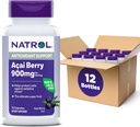 Natrol Acai Berry, Diett Supplement, Antioksidant Beskyttelse og Forsvar, Den ultimate Super Fruit, 900 mg Veggie Kapsler, 75 greve (pakke på 12)