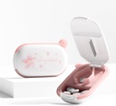 Hvite små piller cutter splitter med sentering enhet for små og små piller, Cuts Vitaminer Tabletter, Portable Exquisite Pill Crusher for Purse Pocket