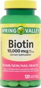 Spring Valley Biotin kosttilskudd, 10.000 mg, 120 Softgels