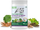 Vitality & Brain Powder, Blanding av Synergistiske urter, Lion's Mane, Ginkgo og Grønnsaker, Plantebasert formel, Ingen fyllstoffer, Ingen sukker tilsatt - 40 Serveringer