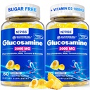 Sukkerfri glukosamin fylte gummier - Glukosamin Supplement Plus Chondroitin, MSM, Turmeric, Boswellia, Hyaluronsyre, vitamin D3 & sink, 120 gummier, 60 serveringer