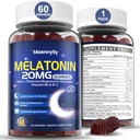 Melatonin 20mg Gummies for voksne - Sukkerfri Melatonin Gummies Ekstra styrke med L-Theanin, Magnesium, Ashwagandha, Turmeric, D3 & Zinc - Ikke-Habit Forming