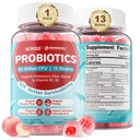 NEVISS Probiotic + Prebiotic Gummies for voksne & barn 4+, sukker gratis Chewable 50 milliarder CFUs w / Fiber, vitamin B1 B2 D3 & Zink, for Digestive & Gut Health, Boost Microflora Diversity, 60 Cts