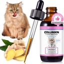 Kollagen for katter 2 fl.oz, flytende kollagen for katter dropper, Premium Grass-fødde kollagener for katt hud og Coat Supplement, Itch Relief for katt med allergier immunitet, med Bovine collagens, Biotin, MSM