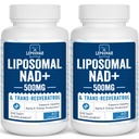 Liposomal NAD+ 500 mg + Trans-Resveratrol 300 mg, Superior Absorpsjon,True NAD Supplement Effektivt enn NMN,Nicotinamid Riboside for cellulær energimetabolisme og DNA-reparasjon, sunn aldring,120 Softgels