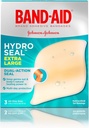 Band-Aid Merke Hydro Seal Forseglet Hydrokolloid Gel Bandages for sår Care & Blemster Relief, Alle formål Vanntett og dusj Proof Blemster Pad, Steril & Langlasting, Ekstra stor, 3 ct