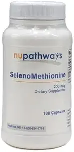 SelenoMethionine 100 kapsler inneholder 200 milligram biotilgjengelig Selenium per kapsel.