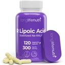 LongLifeNutri Stabilisert R-Alpha Lipoic Acid 300mg - høy potens Na-RALA Supplement for cellulær energi og metabolsk funksjon, 120 vegetariske kapsler, 4-måneders forsyning, GMP sertifisert, laget i USA