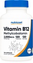 Nutricost Vitamin B12 (Metylcobalamin) 2000mcg, 120 kapsler - Vegetar Caps, Ikke-GMO, Glutenfri B12 Supplement